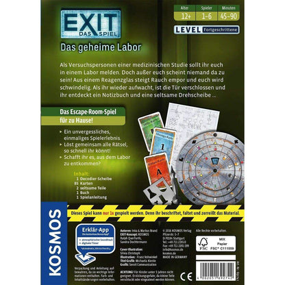 KOSMOS EXIT® Das Spiel Das geheime Labor, Kennerspiel des Jahres 2017