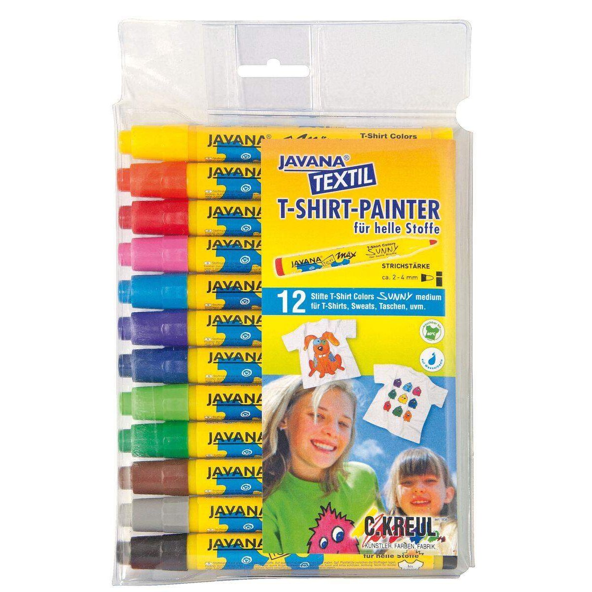 KREUL Javana texi mäx Sunny medium für helle Stoffe 12er Set