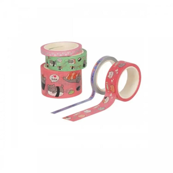 Legami 5 Papier Klebebänder im Set Katze - Tape by Tape Washi