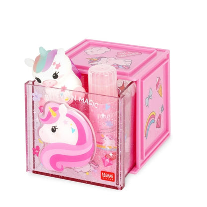 Legami Erweiterbare Schreibtischbox - Cutie Cube Einhorn