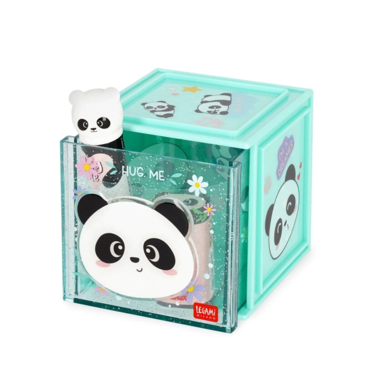 Legami Erweiterbare Schreibtischbox - Cutie Cube Panda