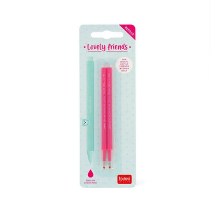 Legami Set mit 2 Ersatzpatronen für Gelstift - Lovely Friends Neon Pink