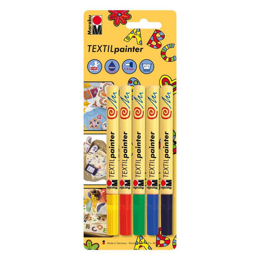 Marabu 11600080 - Textil Painter, 5 Stück, 1-2mm