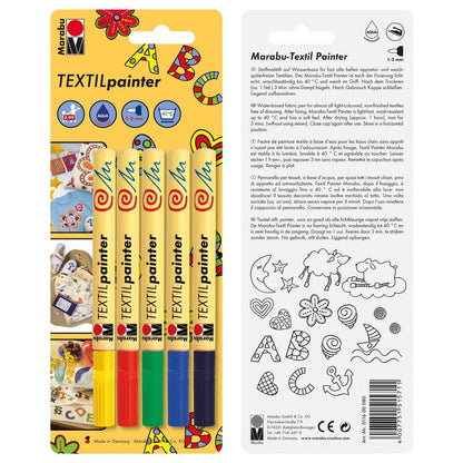 Marabu 11600080 - Textil Painter, 5 Stück, 1-2mm