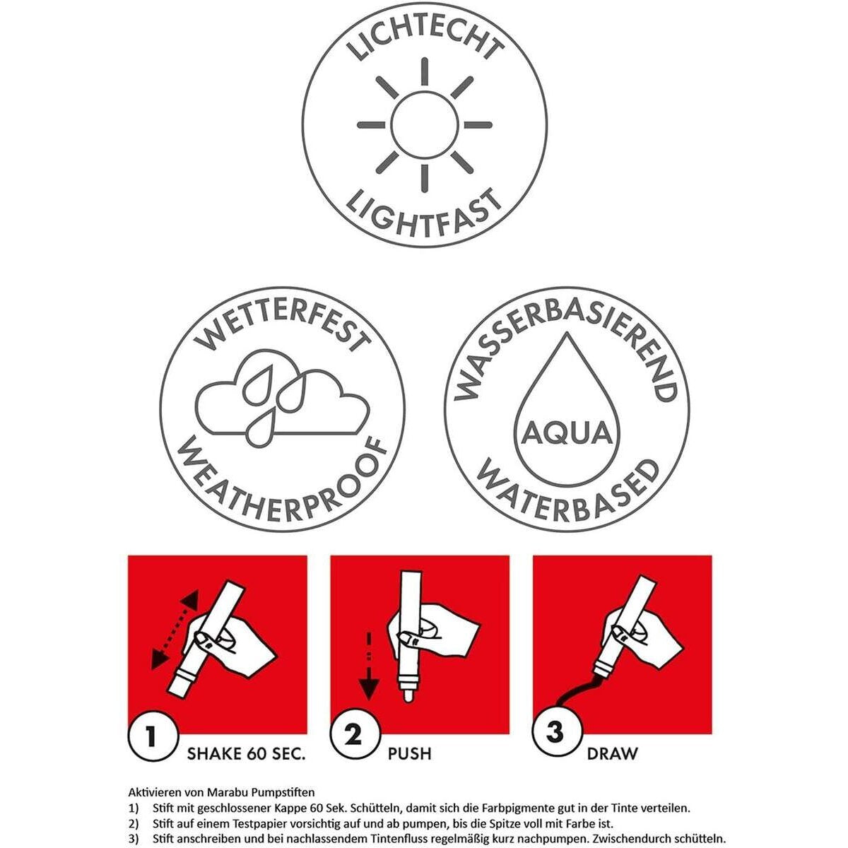 Marabu Acrylmalstift matt, wetterfest 5 Stück