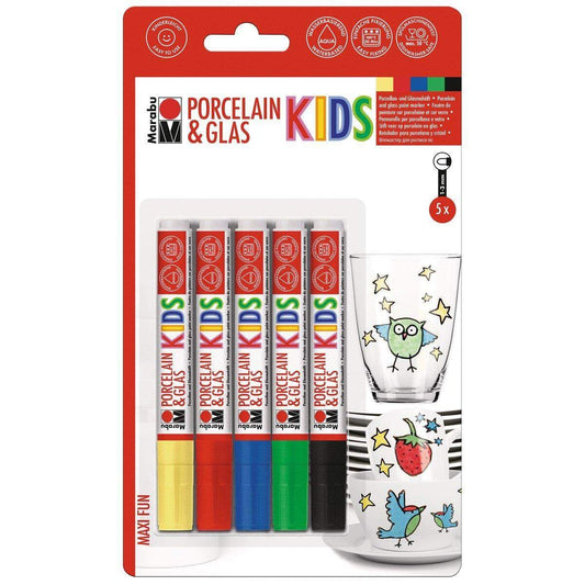 Marabu Porcelain & Glas KIDS, Maxi Fun 5 Stück