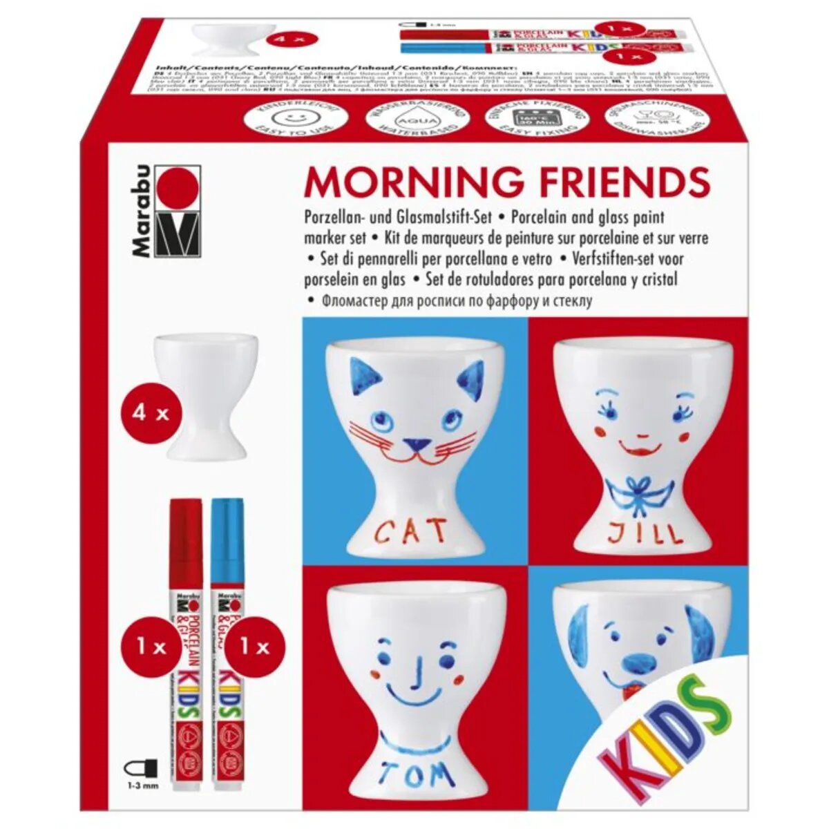 Marabu Porcelain & Glas Painter KIDS Eierbecher-Set Morning Friends