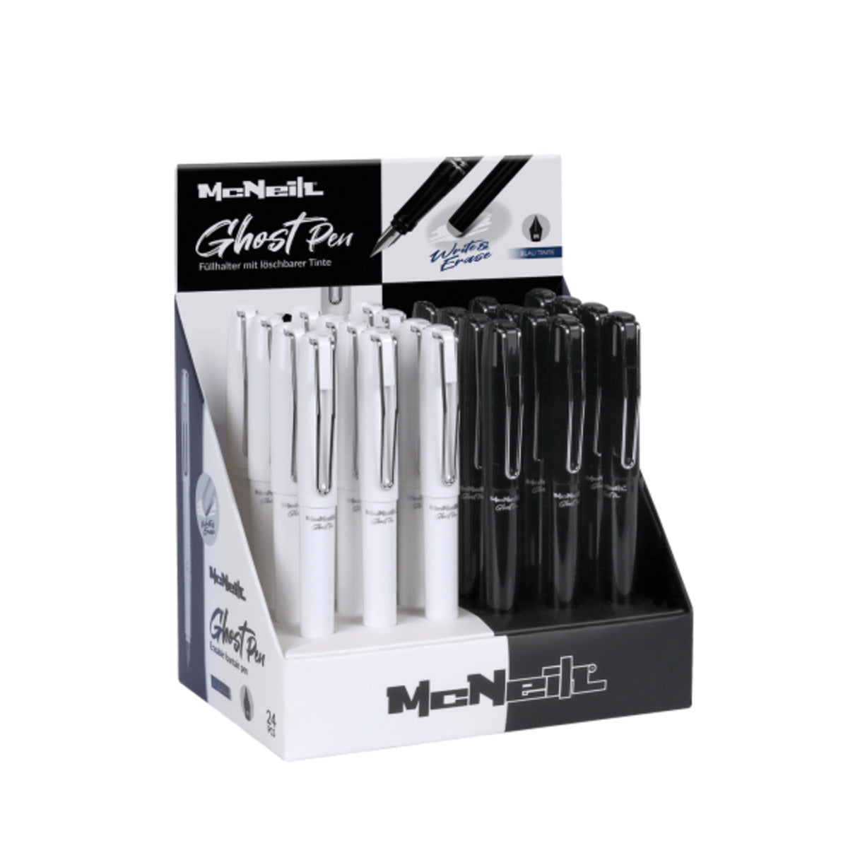 McNeill Radierbarer Füller Ghost Pen mit Metallclip, 2 Farben sortiert