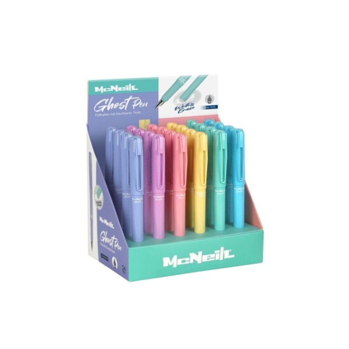 McNeill Radierbarer Füller Ghost Pen Pastell mit Metallclip, 6 Farben sortiert