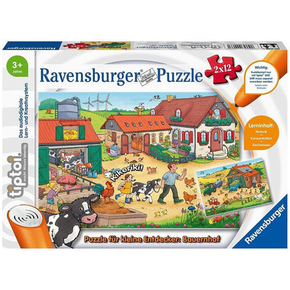 Ravensburger tiptoi Bauernhof Puzzle, 2 x 12 Teile