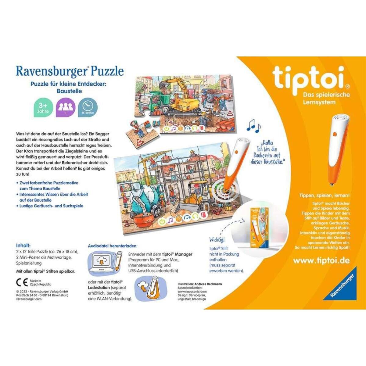 Ravensburger tiptoi® Puzzle für kleine Entdecker: Baustelle