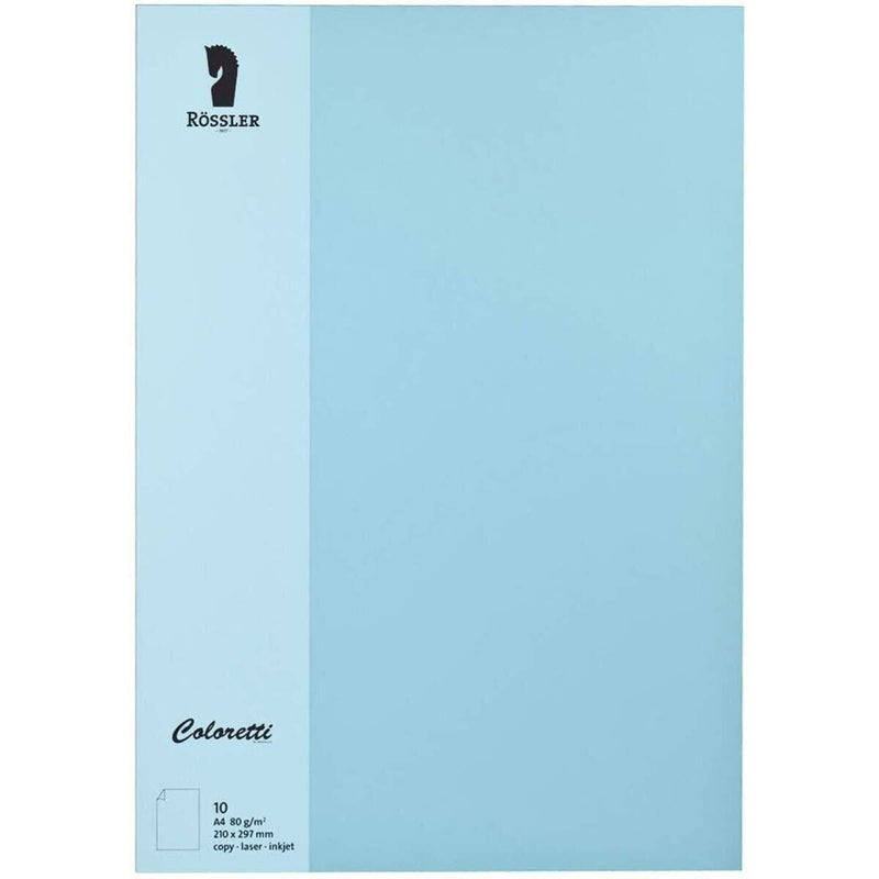 Rössler Coloretti Briefpapier, 80g/m², DIN A4, 10 Blatt, himmelblau