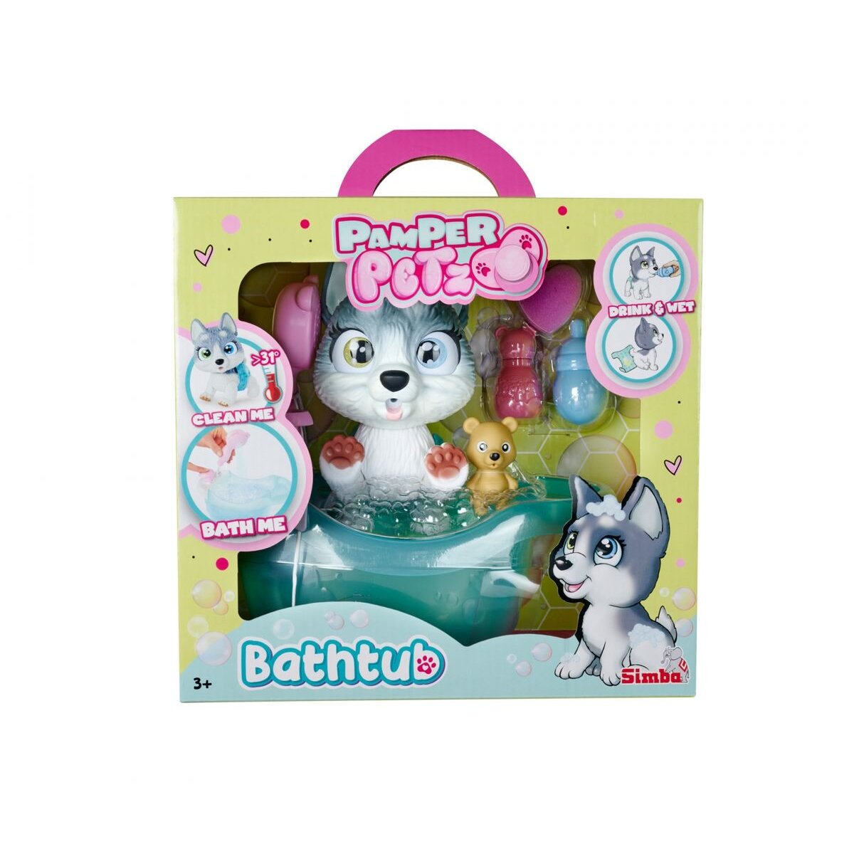 Simba Pamper Petz Husky mit Badewanne und Zubehör