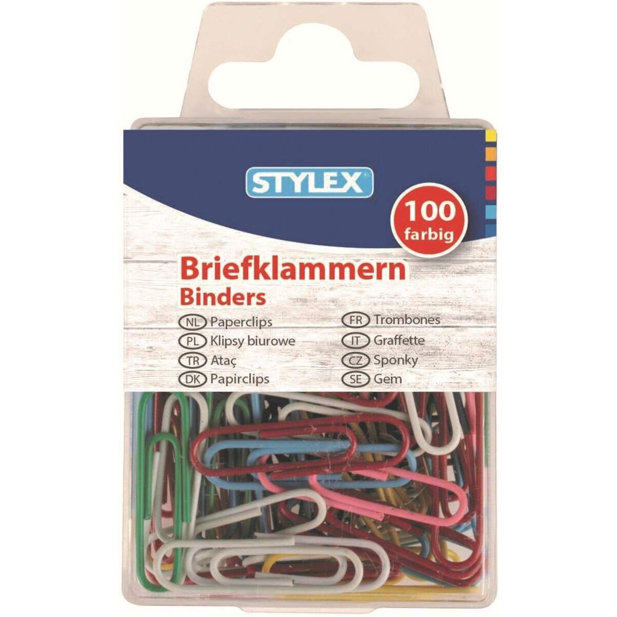 Stylex Briefklammern Metall, farbig, 100 Stück