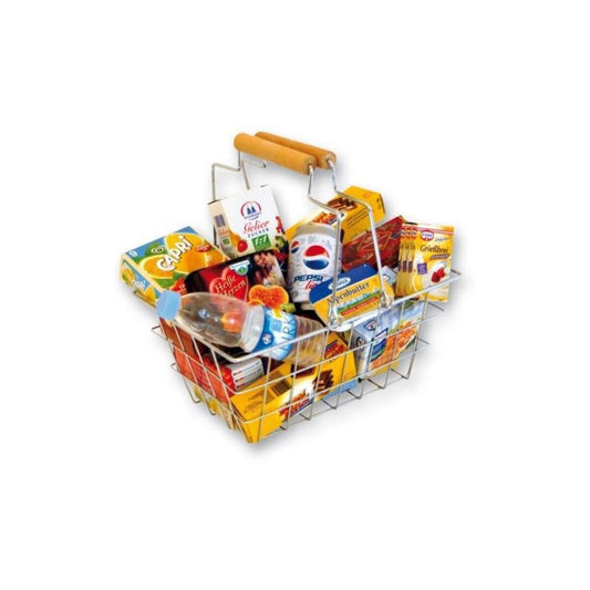 Tanner Metalltragekorb gefüllt für die Puppenstube oder Kaufmannsladen