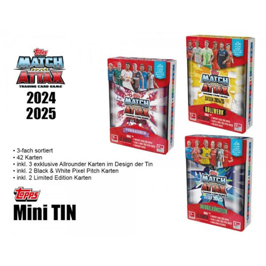 Topps Bundesliga Match Attax 2024/25 Mini Tin Set, 1 Stück, 3-fach sortiert