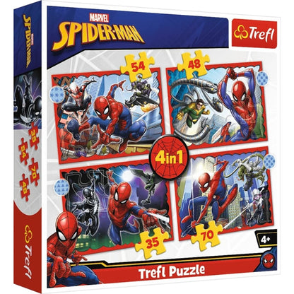 Trefl 4 in 1 Puzzle Der heldenhafte Spider-Man Marvel 285 x 205 mm
