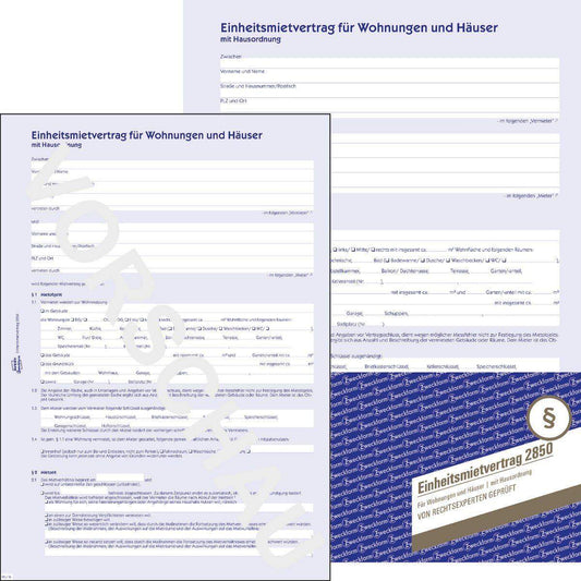 Avery Zweckform 2850 Einheitsmietvertrag für Wohnungen und Häuser, A4, mit Hausordnung, 6-seitig