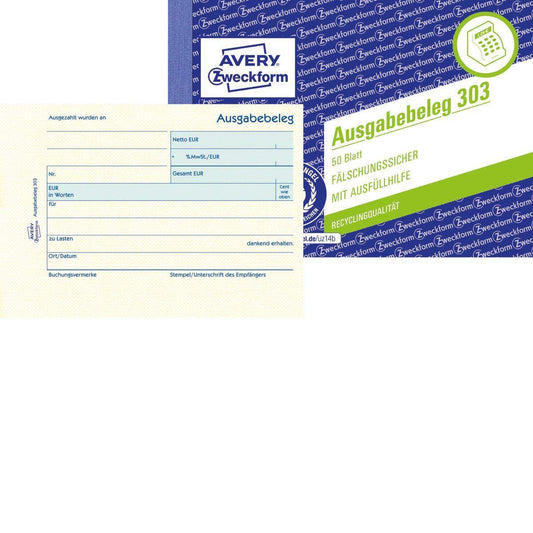 Avery Zweckform 303 Ausgabebeleg mit Dokumentendruck, A6 quer, gelb, 50 Blatt