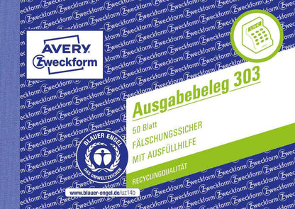 Avery Zweckform 303 Ausgabebeleg mit Dokumentendruck, A6 quer, gelb, 50 Blatt