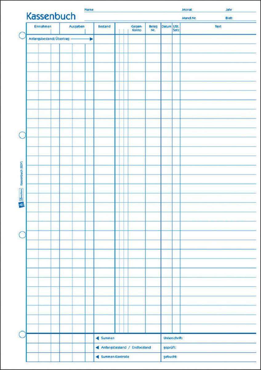 Avery Zweckform 426 Kassenbuch, A4, EDV-gerecht, mit Blaupapier, 100 Blatt