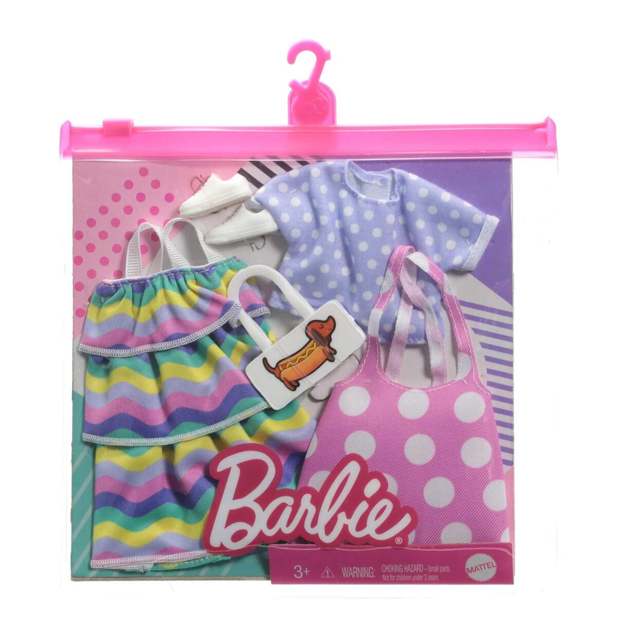 Barbie Moden 2 Outfits und 2 Accessoires für die Barbie Puppe, 1 Packung, 7-fach sortiert