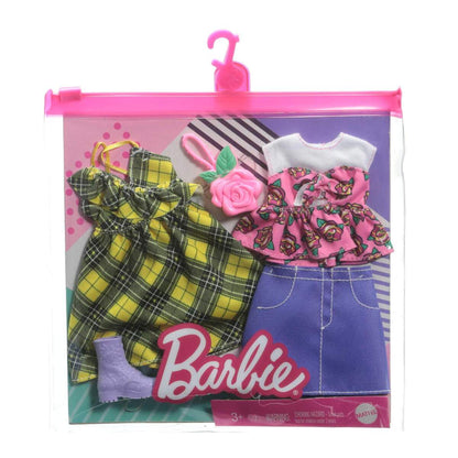 Barbie Moden 2 Outfits und 2 Accessoires für die Barbie Puppe, 1 Packung, 7-fach sortiert