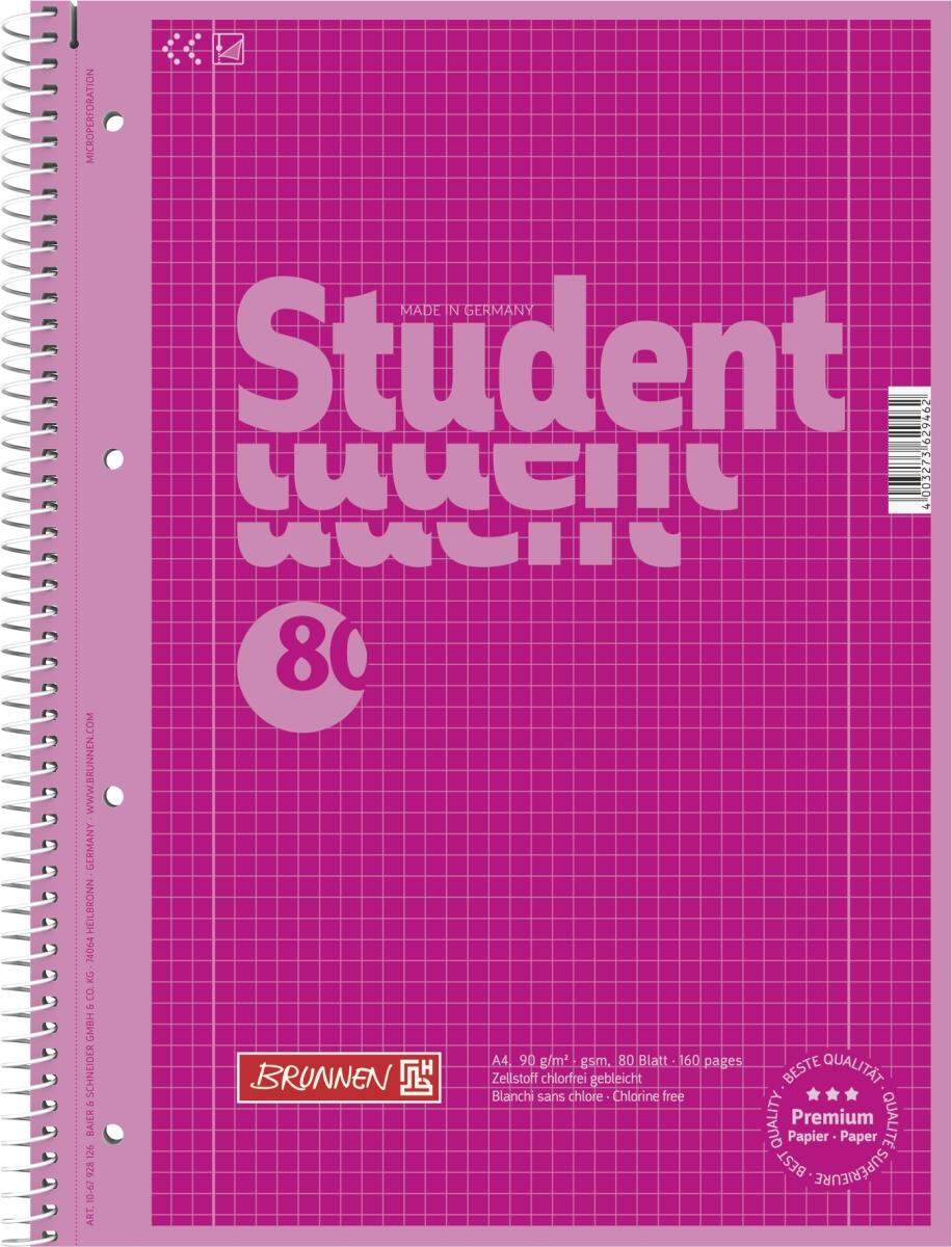 BRUNNEN Collegeblock Colour Code, pink, 90g/m², A4, 80 Blatt