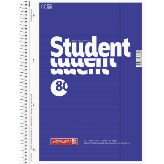 BRUNNEN Collegeblock Student A4, 80 Blatt, gelocht, Lineatur 25