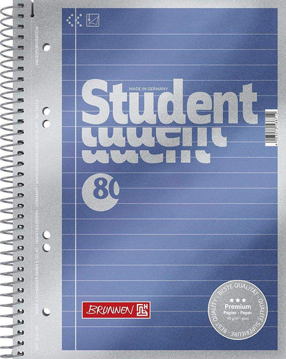 BRUNNEN Collegeblock Student A5 liniert, blau-metallic