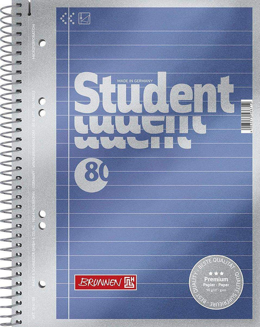 BRUNNEN Collegeblock Student A5 liniert, blau-metallic