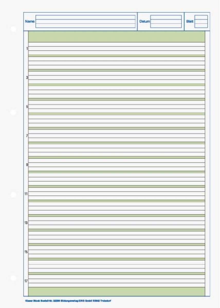 BRUNNEN Kieser-Block A4, Schullineatur 2 mit Kontrastlineatur, 50 Blatt