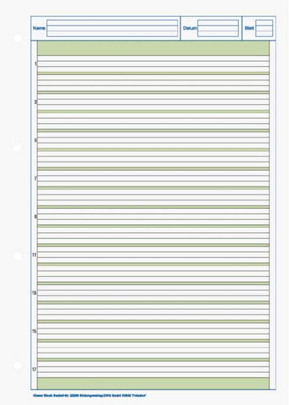 BRUNNEN Kieser-Block A4, Schullineatur 2 mit Kontrastlineatur, 50 Blatt