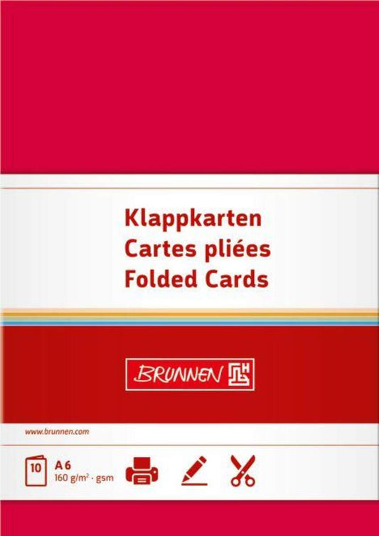 BRUNNEN Klappkarten mittelrot, 160g/m², A6, 10 Karten