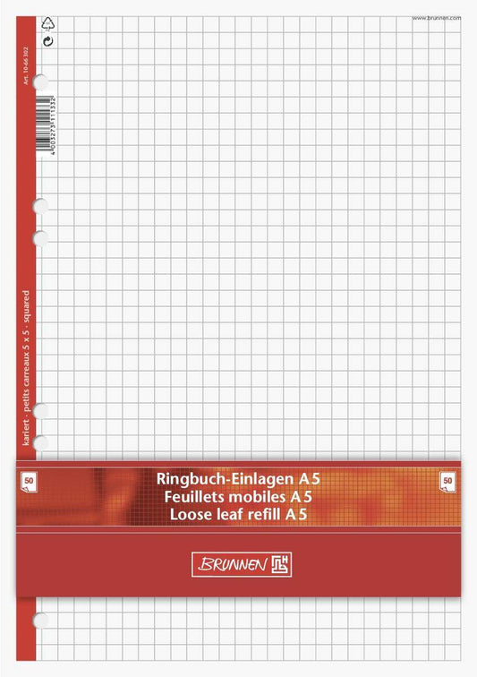 BRUNNEN Ringbucheinlagen, 70g/m², A5, 50 Blatt