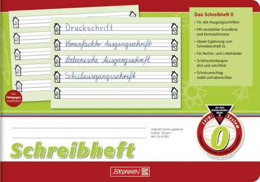 BRUNNEN Schulheft A5 quer, liniert, Lineatur 0, 16 Blatt