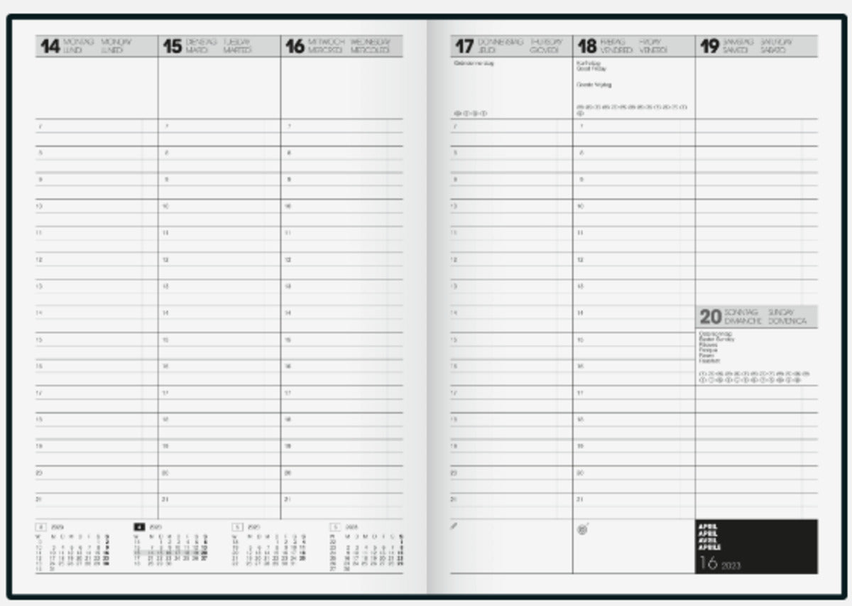 BRUNNEN Wochenkalender Buchkalender 2S/1W, schwarz, 2023