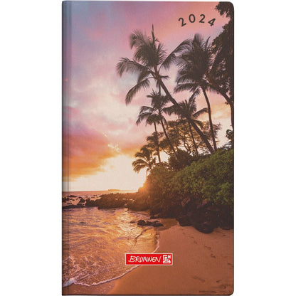 BRUNNEN Wochenkalender Taschenkalender Sunset, Modell 756, 2024, Blattgröße 8,7 x 15,3 cm