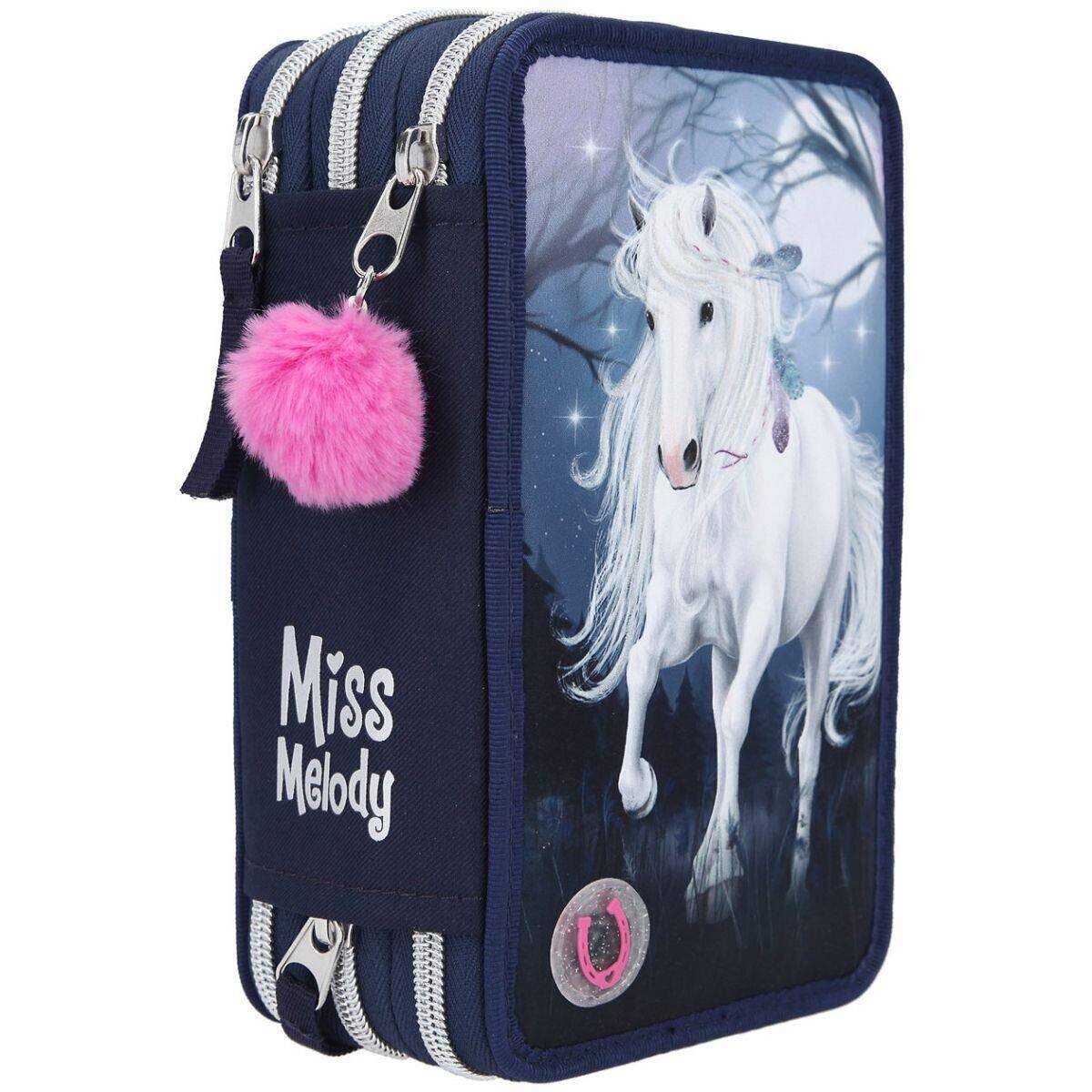 Depesche Miss Melody 3-Fach Federtasche LED Dunkelblau