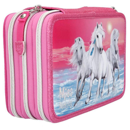 Depesche Miss Melody 3-Fach Federtasche Glitzer Pink