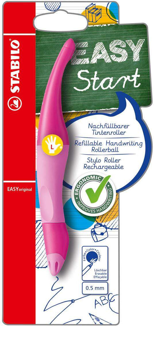 Ergonomischer Tintenroller für Linkshänder - STABILO EASYoriginal in hellpink/dunkelpink - Einzelstift - Schreibfarbe blau (löschbar) - inklusive Patrone