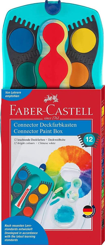 Faber-Castell 125003 - Farbkasten CONNECTOR mit 12 Farben, inklusive Deckweiß