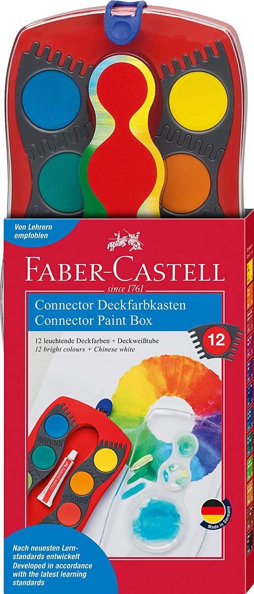 Faber-Castell Farbkasten Connector 12 Farben mit Deckweiß