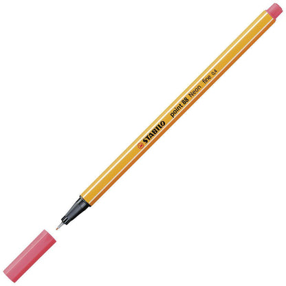 Fineliner - STABILO point 88 - Einzelstift - Neonfarbe, leuchtfarbenrot