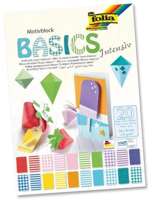 Folia Motivblock Basics Intensiv, 20 Blatt, ca. 24 x 34 cm