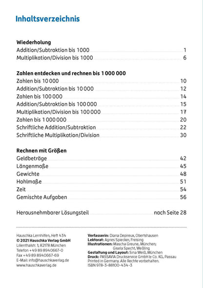 Hauschka Verlag Mein Übungsheft Rechnen 4. Klasse, A5-Heft