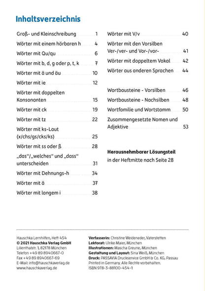 Hauschka Verlag Mein Übungsheft Rechtschreiben 4. Klasse, A5-Heft