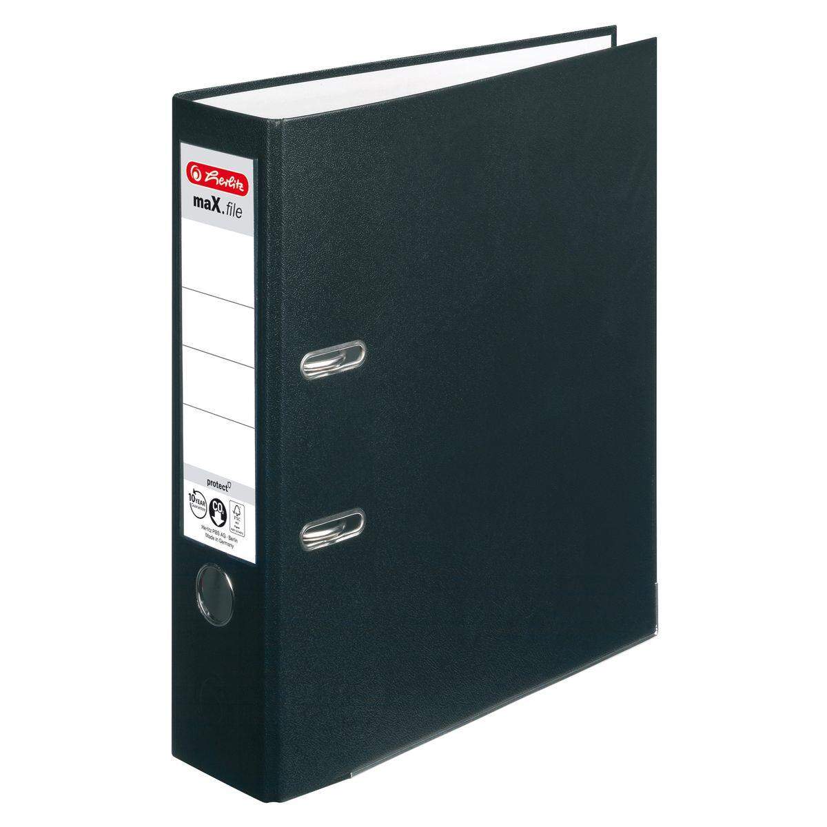 Herlitz Ordner PP A4 8cm FSC-Mix maXfile protect schwarz