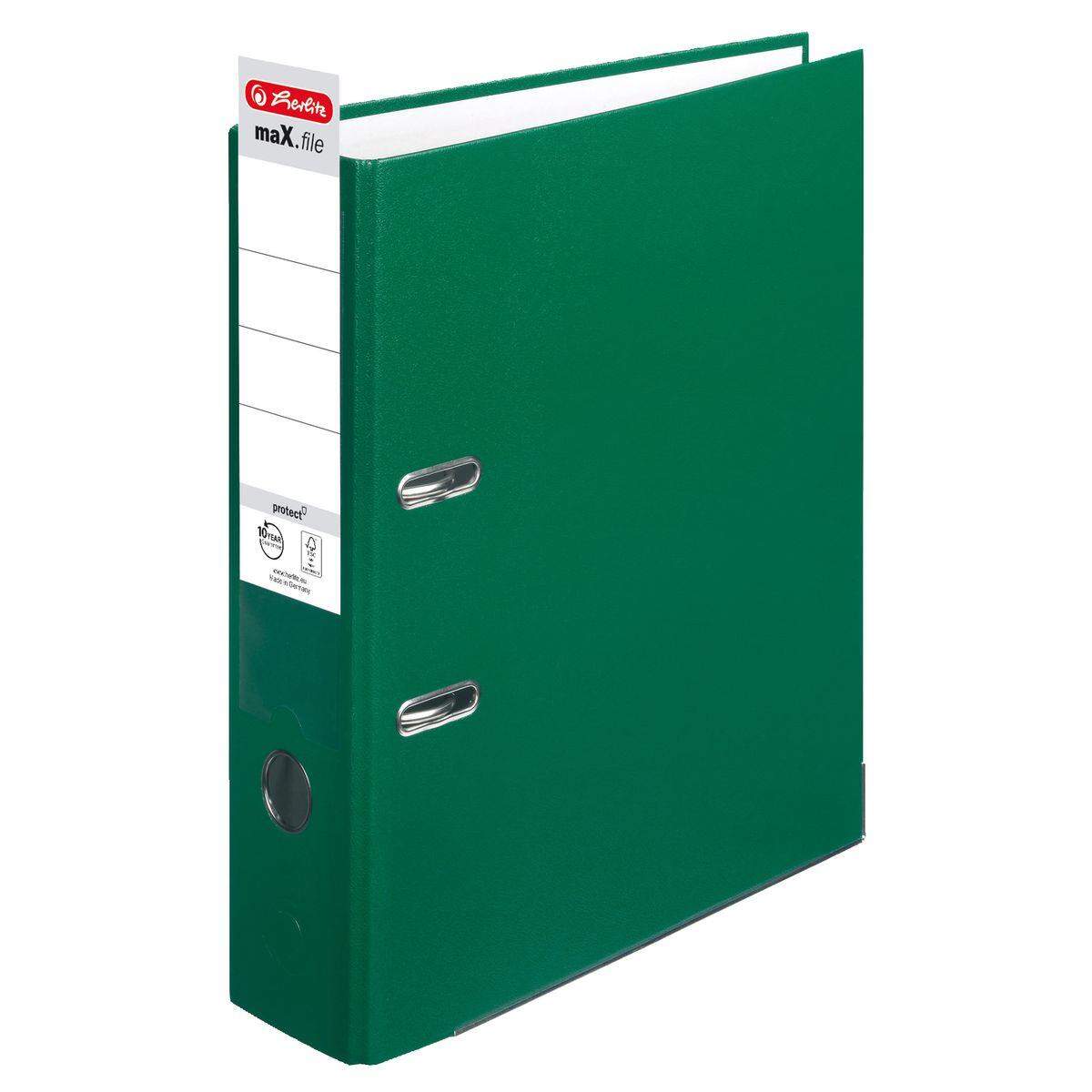 Herlitz Ordner PP A4 8cm FSC-Mix maXfile protect grün