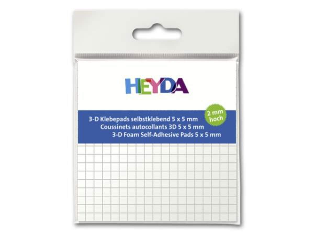 HEYDA 3-D Klebepads, 5 x 5 mm, weiß, 2 mm hoch